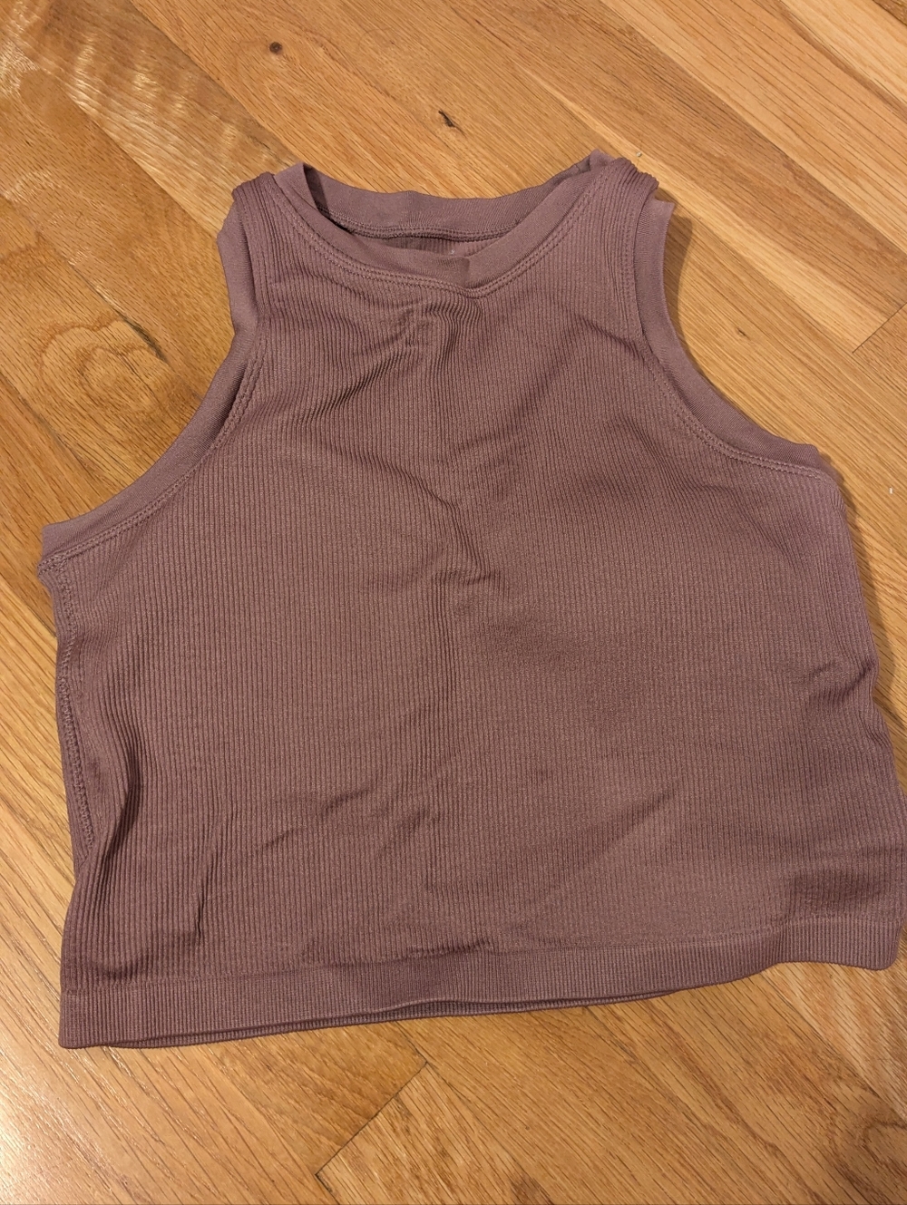 Ribbed Sleeveless Crop Tank Top - Mauve